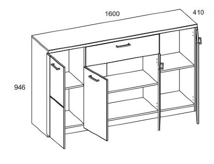 Тумба 4 двери 1 ящик 4D1S DOORSET  