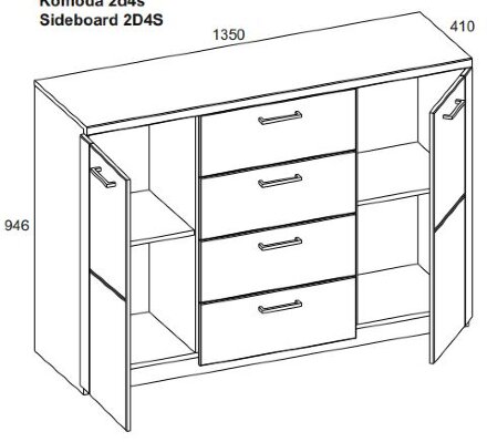 Тумба 2 двери 4 ящика 2D4S DOORSET  